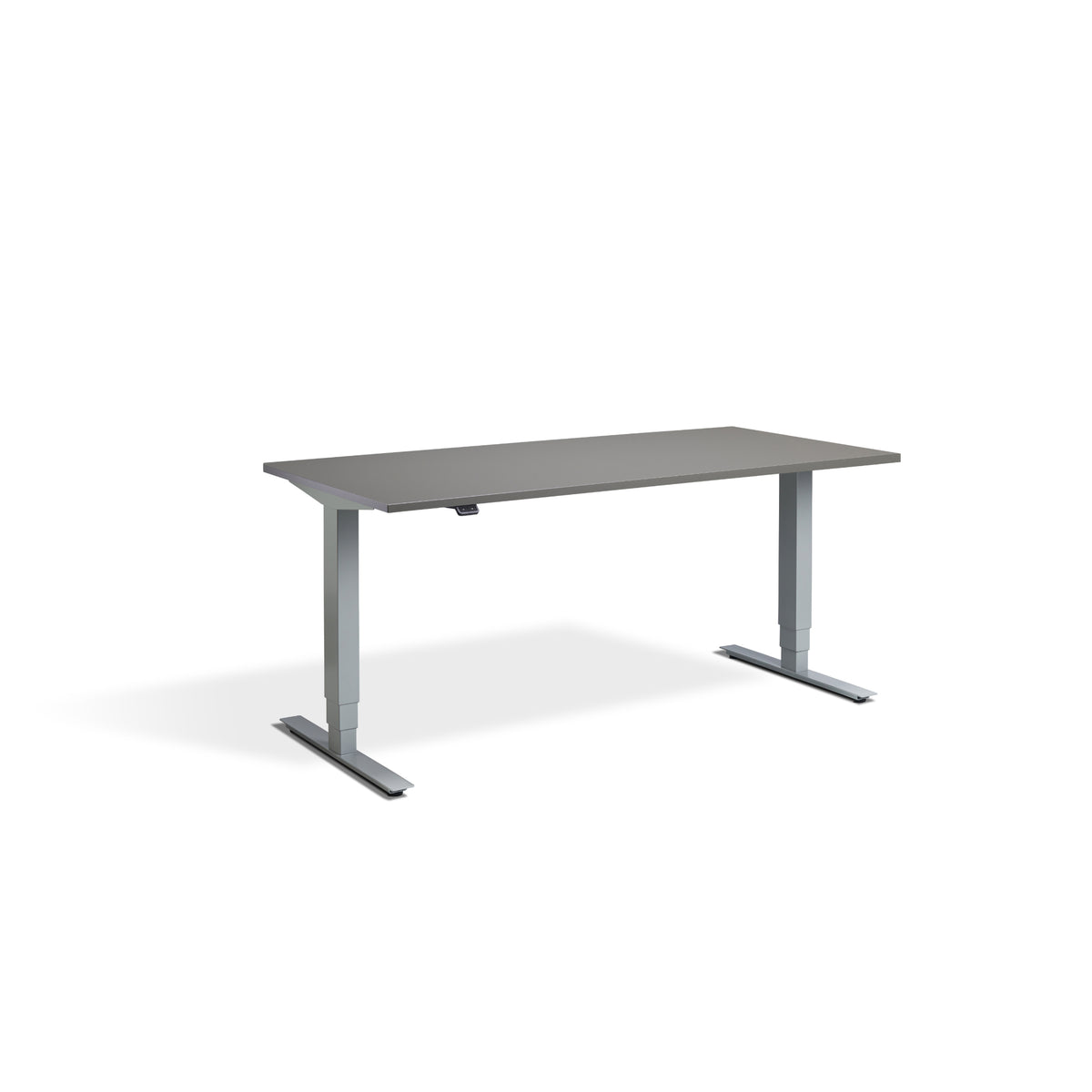 Quiet Motor Standing Desk with Silver Frame and Graphite Desktop