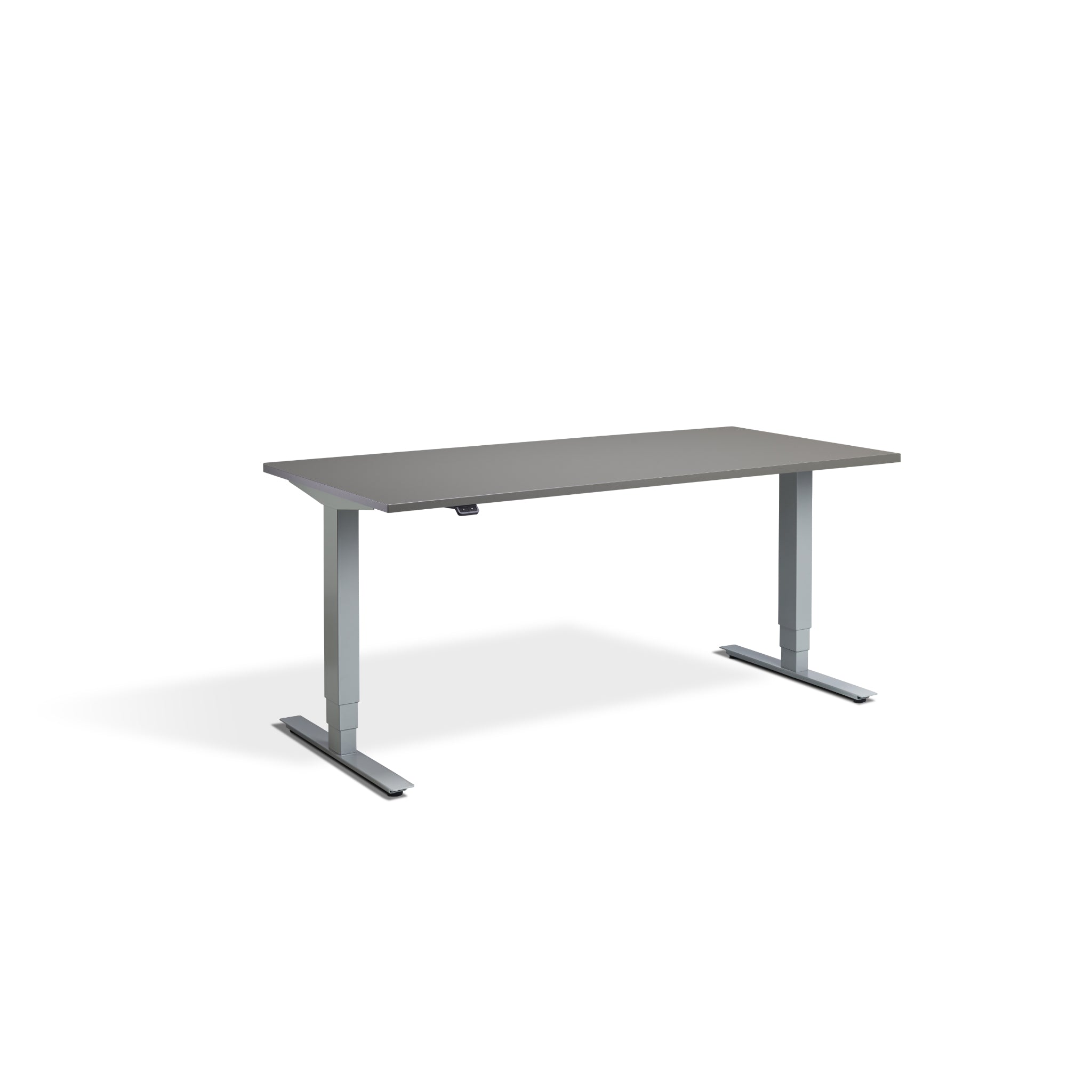 Quiet Motor Standing Desk with Silver Frame and Graphite Desktop