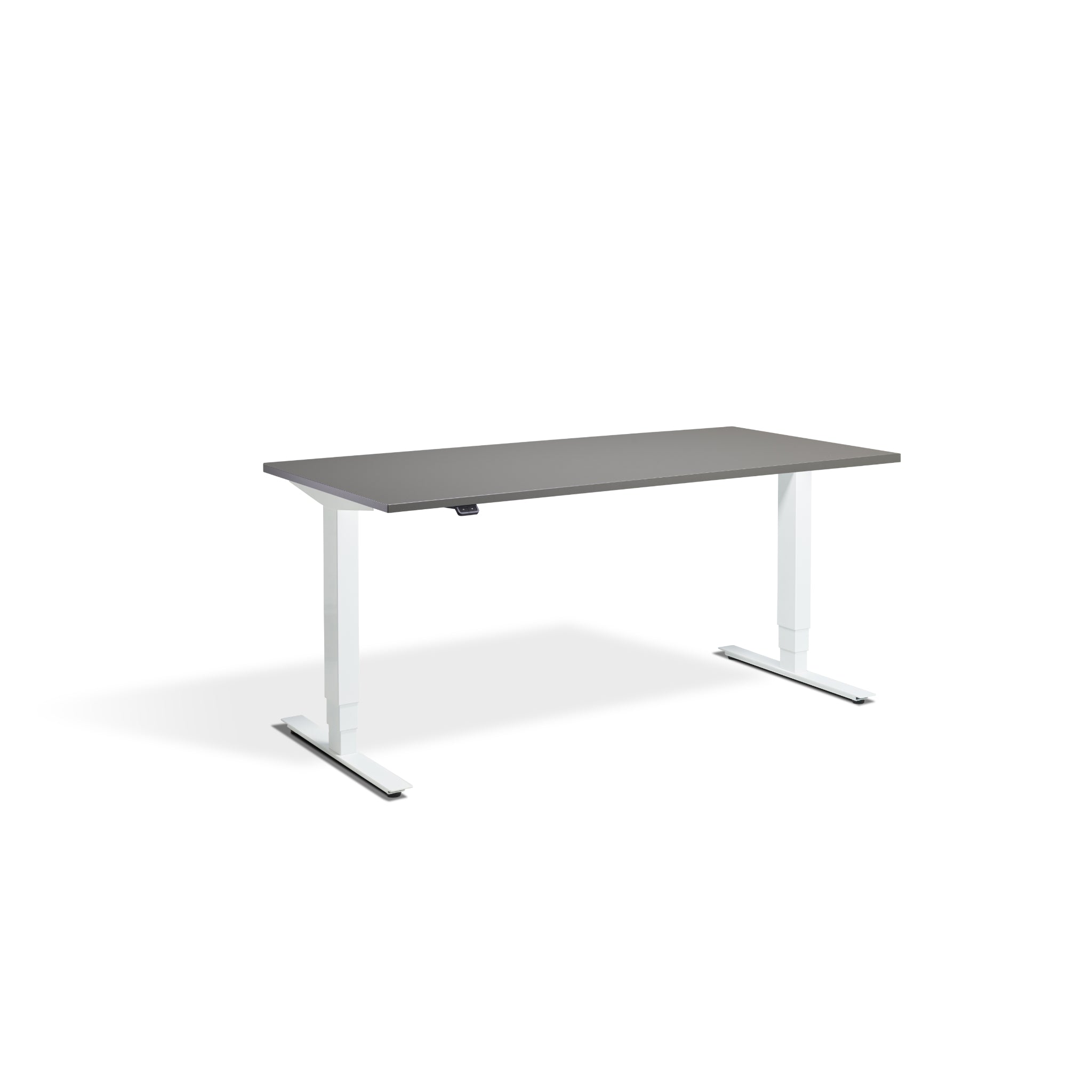 Quiet Motor Standing Desk with White Frame and Graphite Desktop