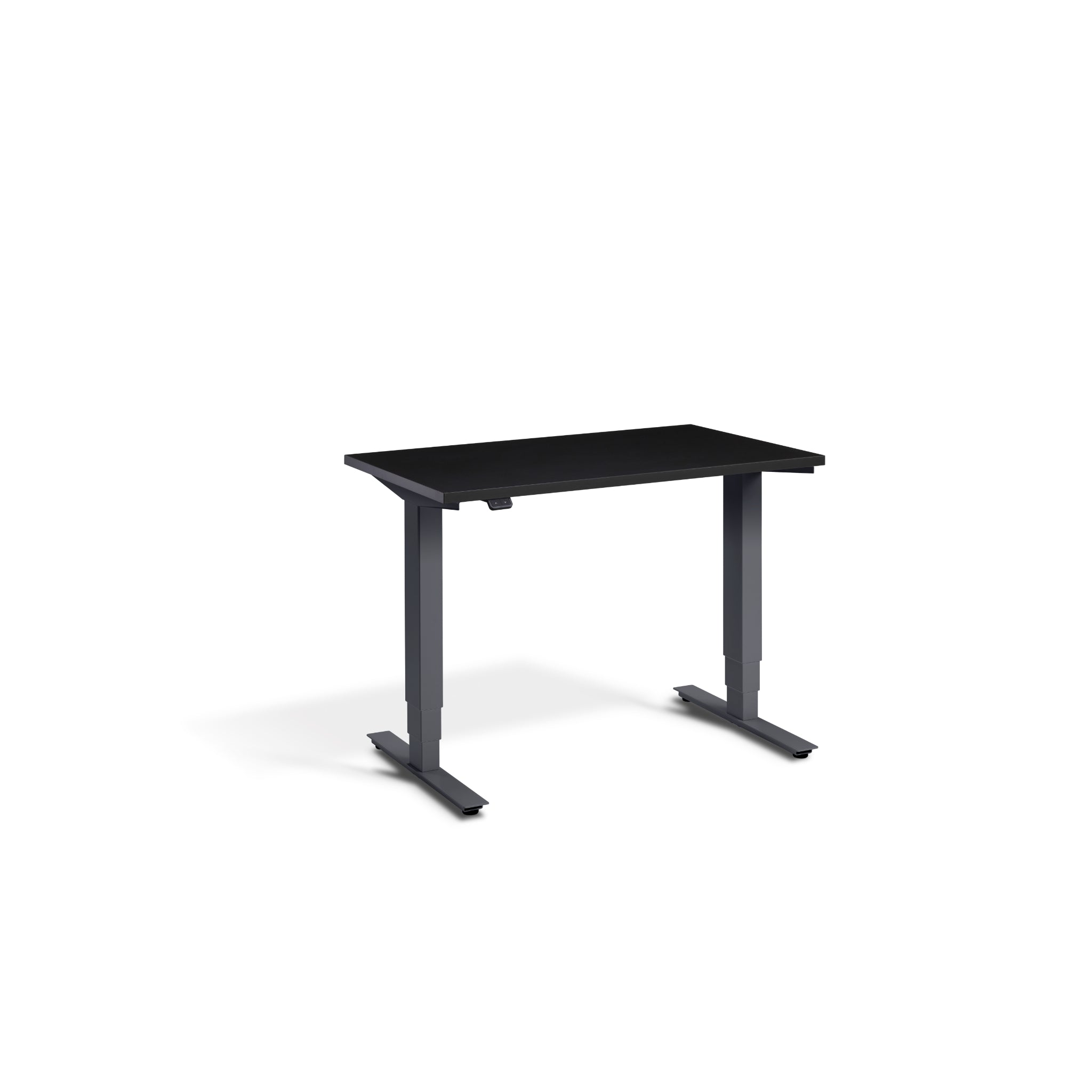 Quiet Compact Desk with Anthracite Frame and Soft Black Desktop