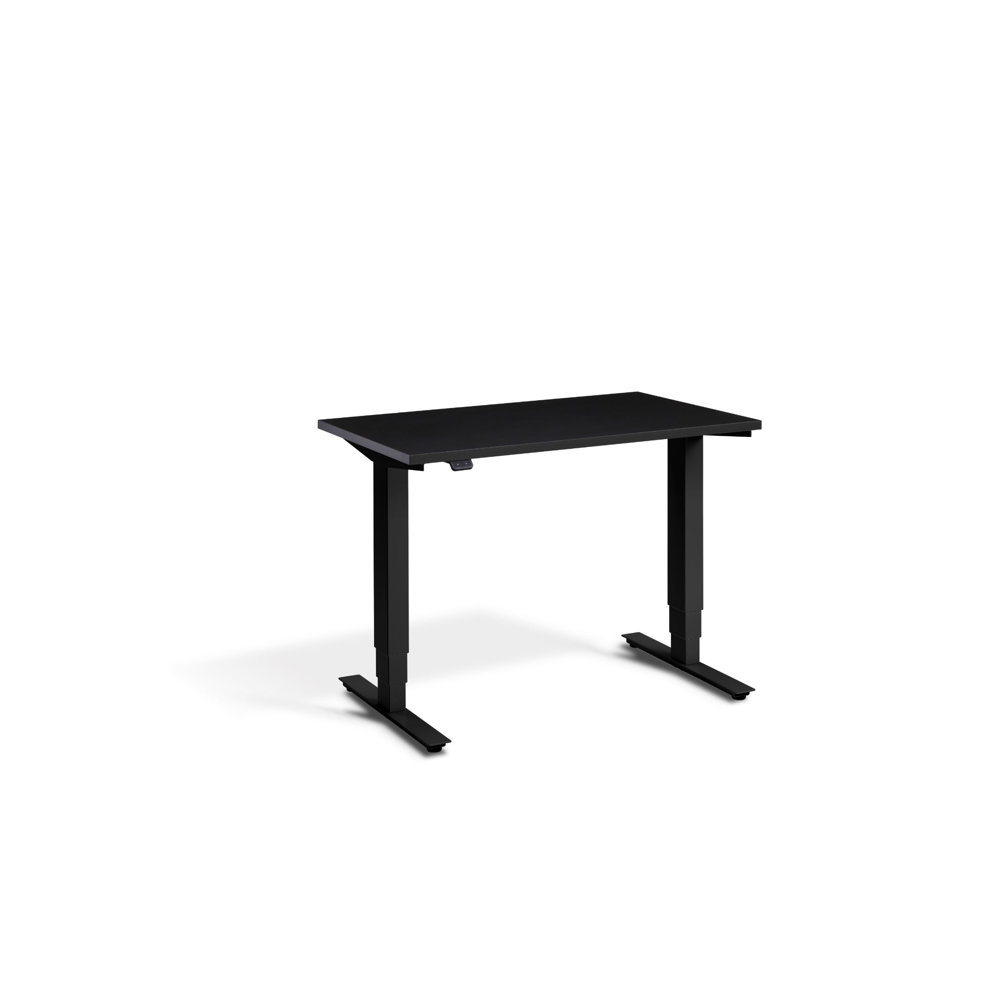 Quiet Compact Desk with Black Frame and Soft Black Desktop
