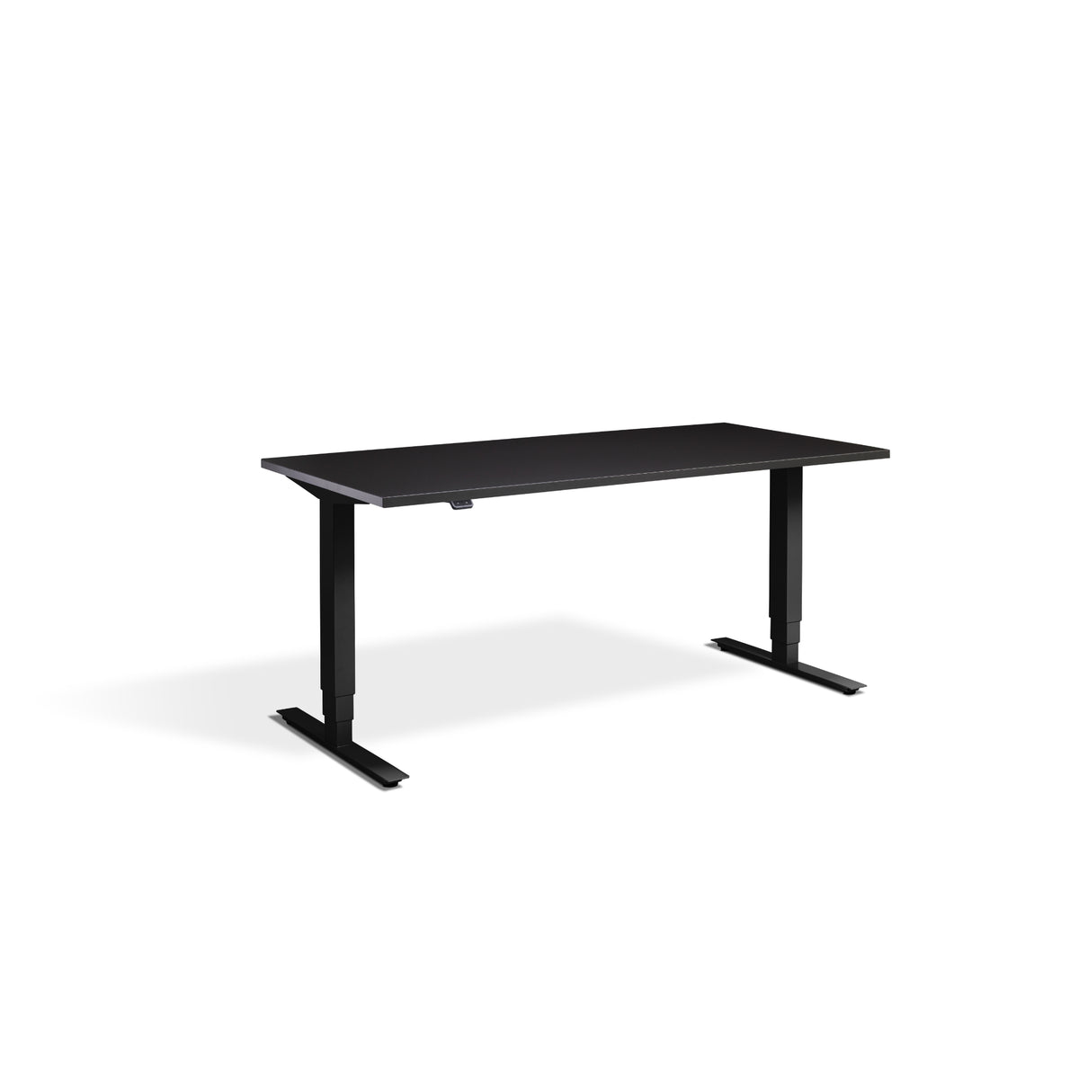 Quiet Motor Standing Desk with Black Frame and Soft Black Desktop