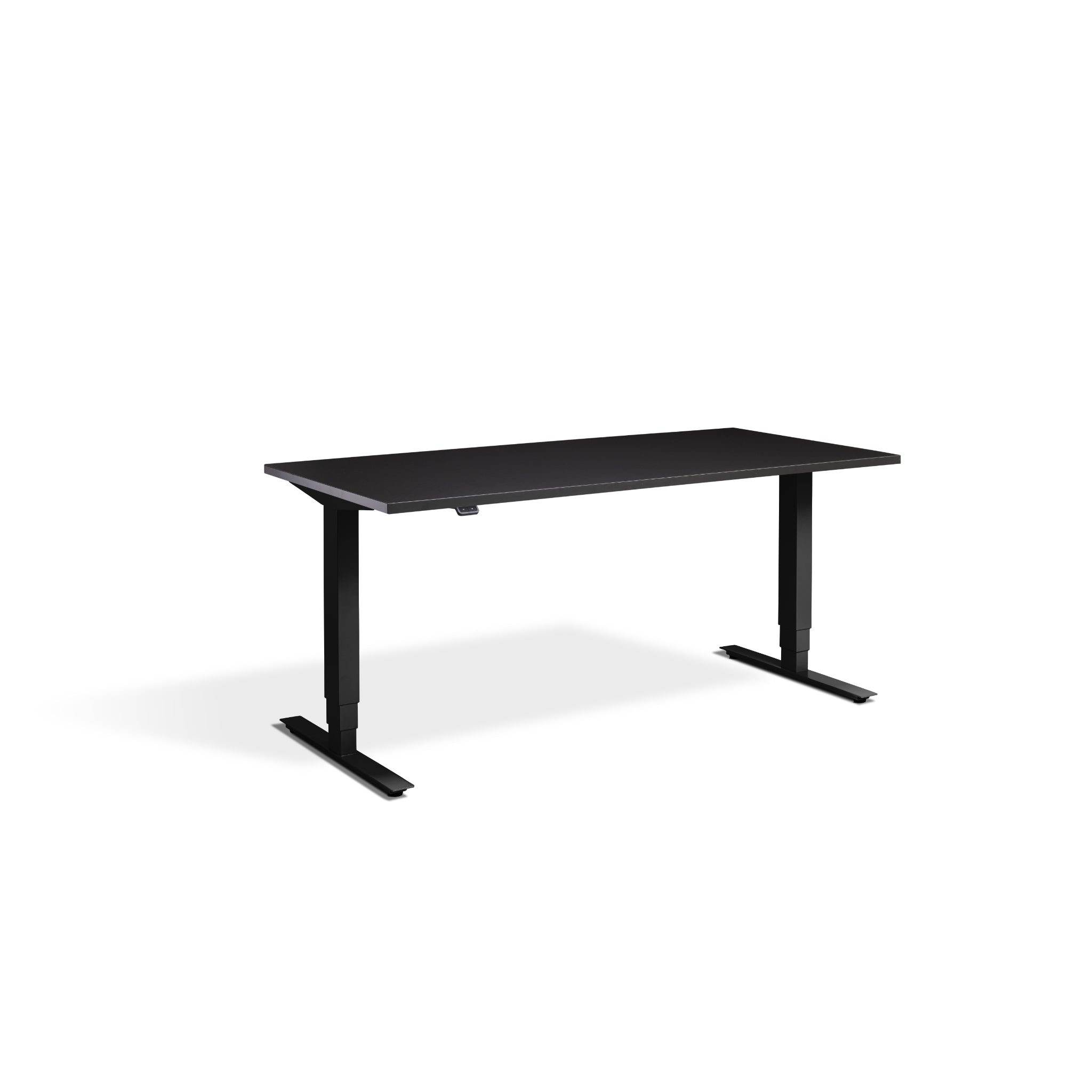 Quiet Motor Standing Desk with Black Frame and Soft Black Desktop