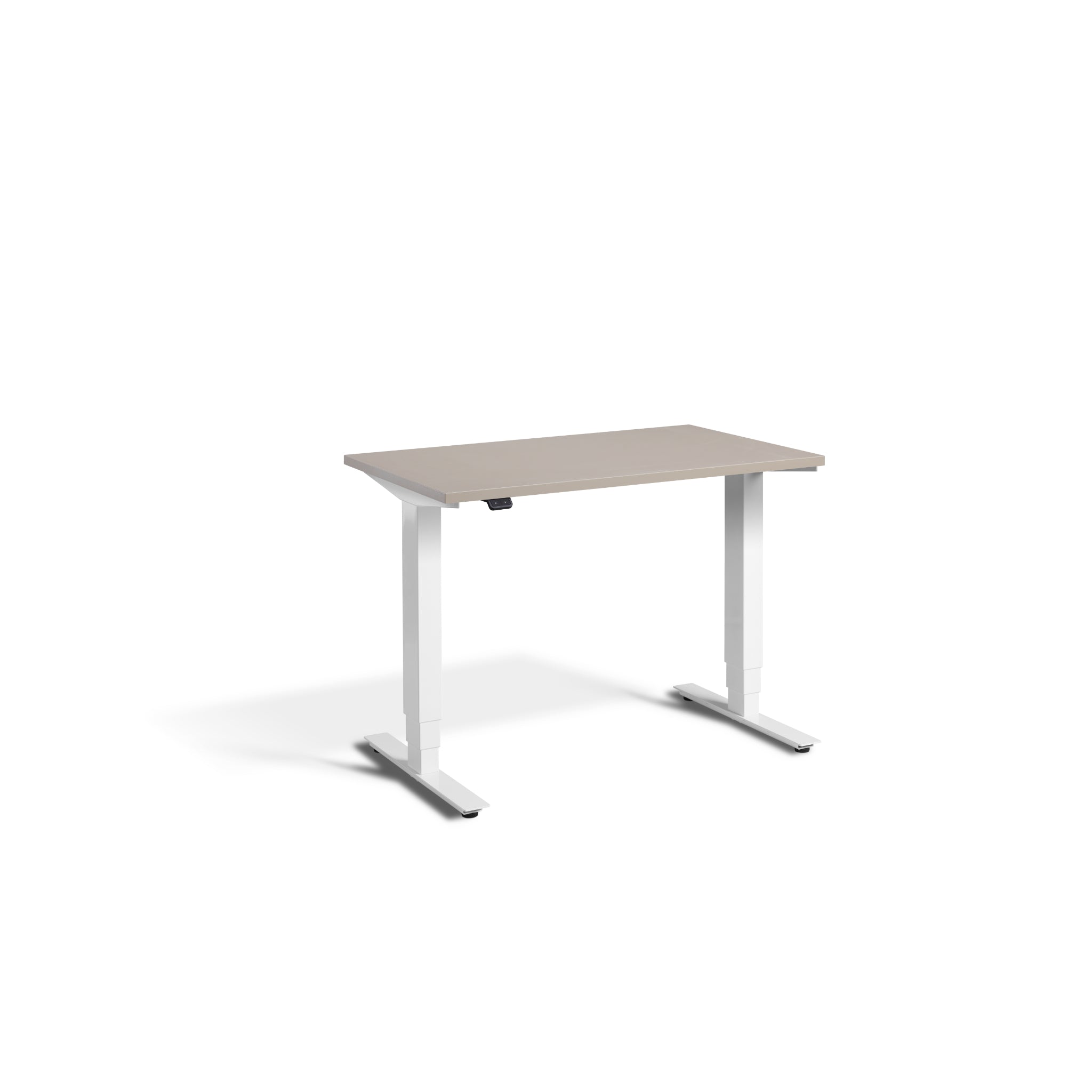 Quiet Compact Desk with White Frame and Stone Desktop