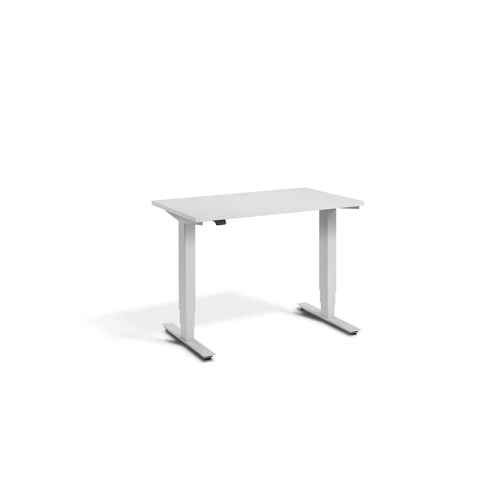 Quiet Compact Desk with Light Grey Frame and Light Grey Desktop
