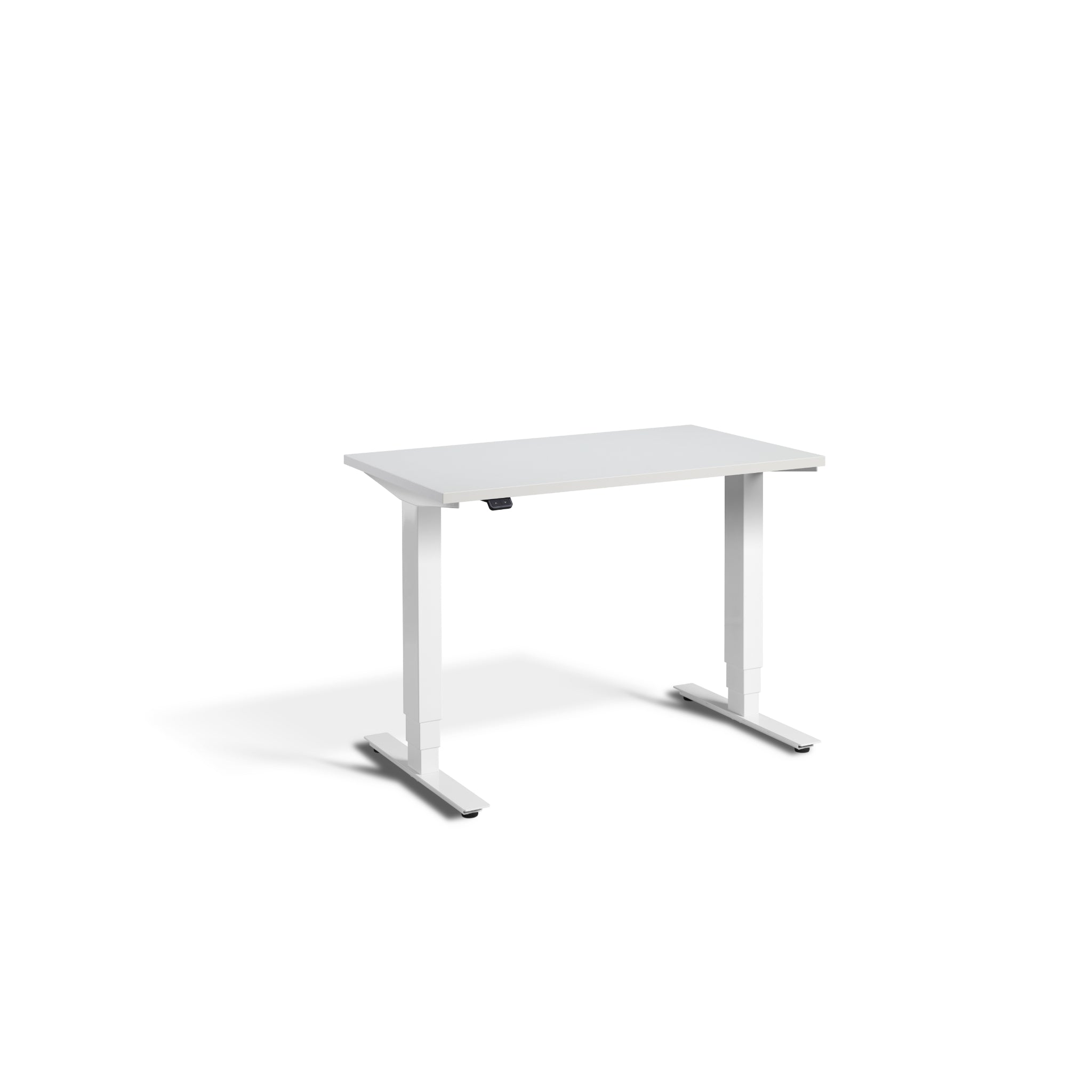 Quiet Compact Desk with White Frame and Light Grey Desktop