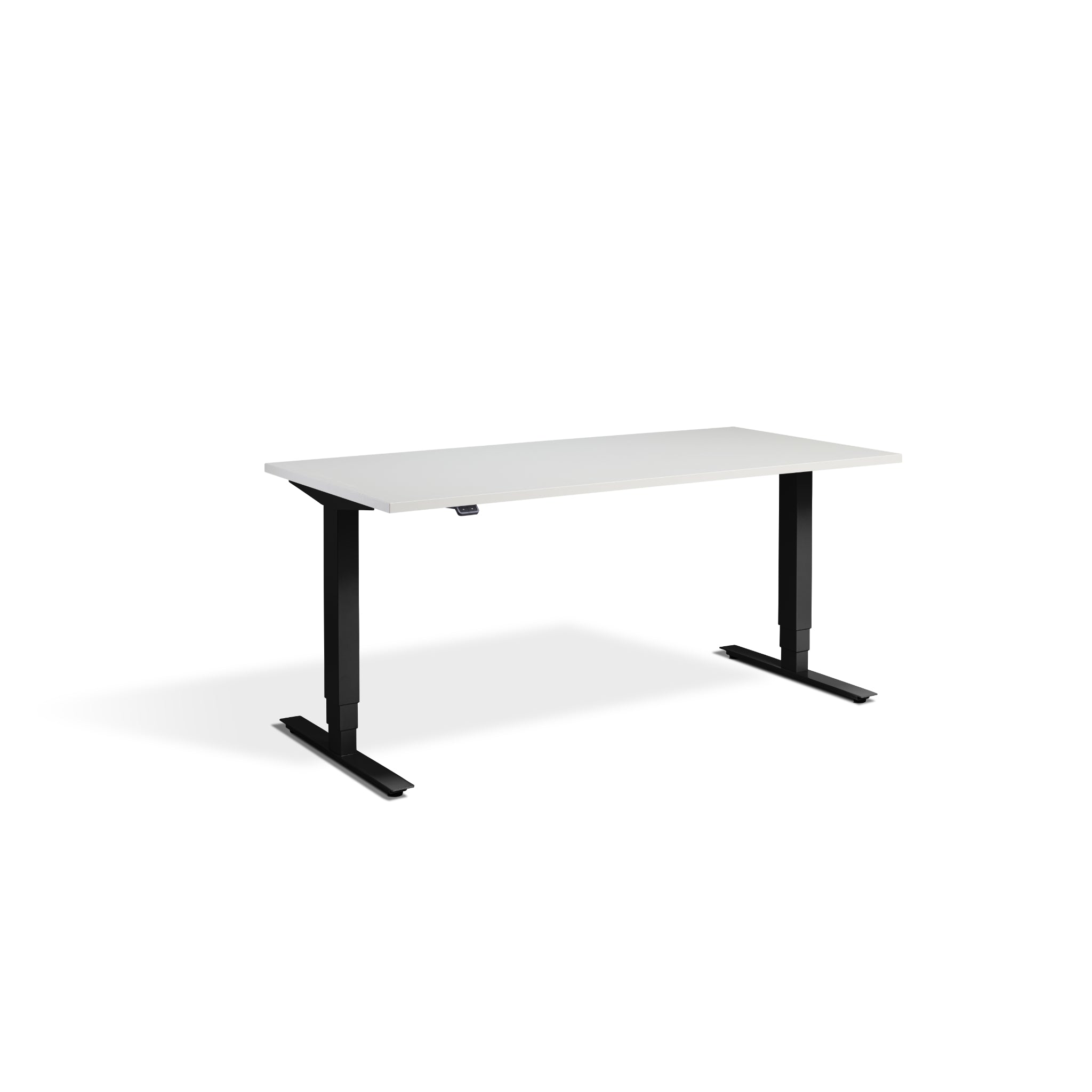 Quiet Motor Standing Desk with Black Frame and Light Grey Desktop