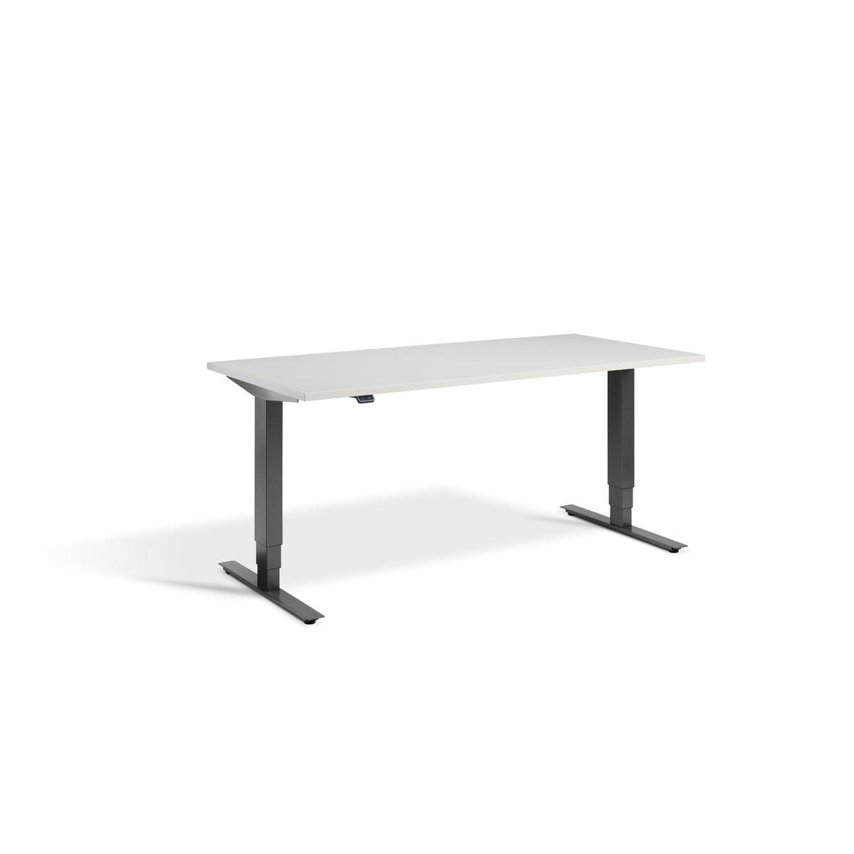 Quiet Motor Standing Desk with Dark Grey Frame and Light Grey Desktop