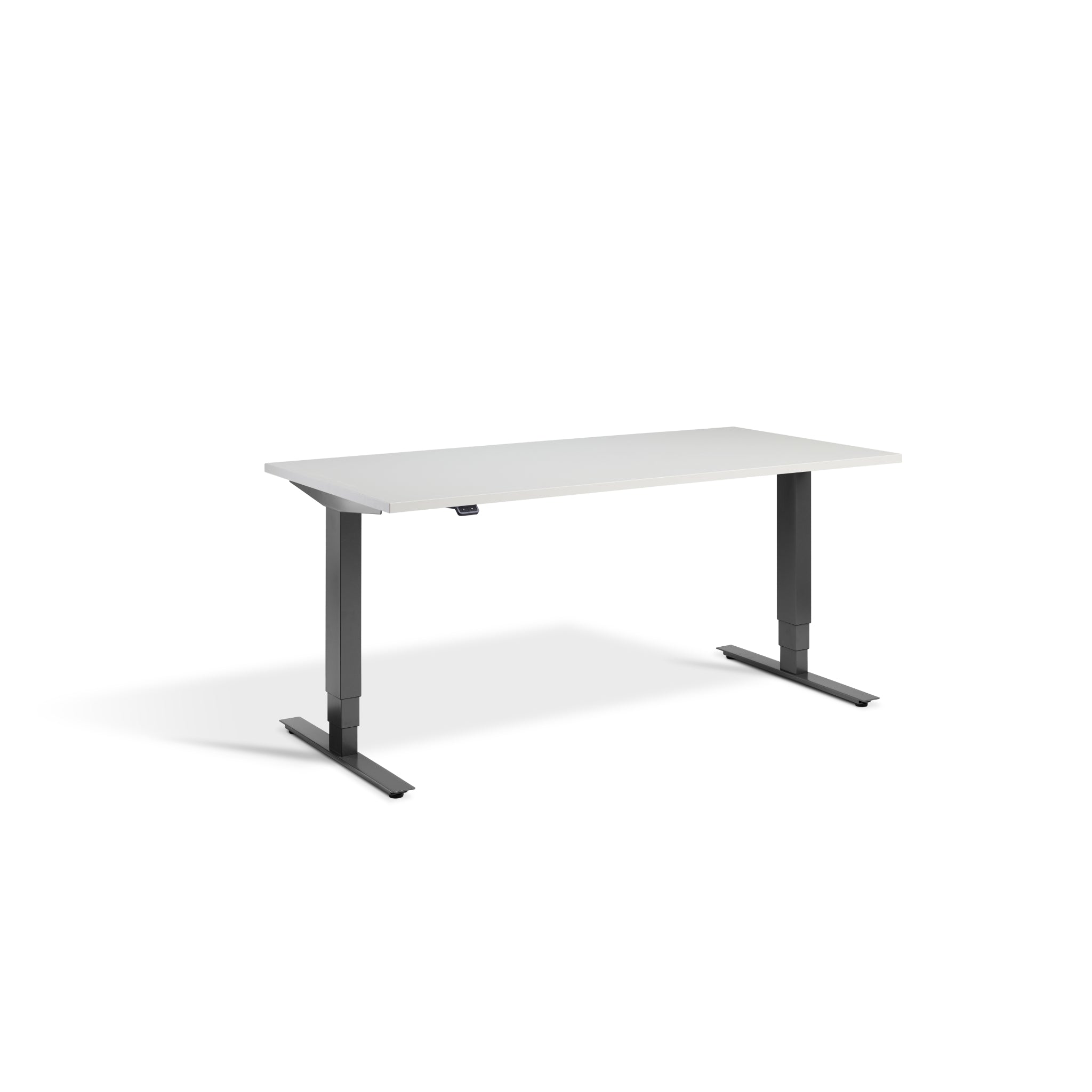 Quiet Motor Standing Desk with Dark Grey Frame and Light Grey Desktop