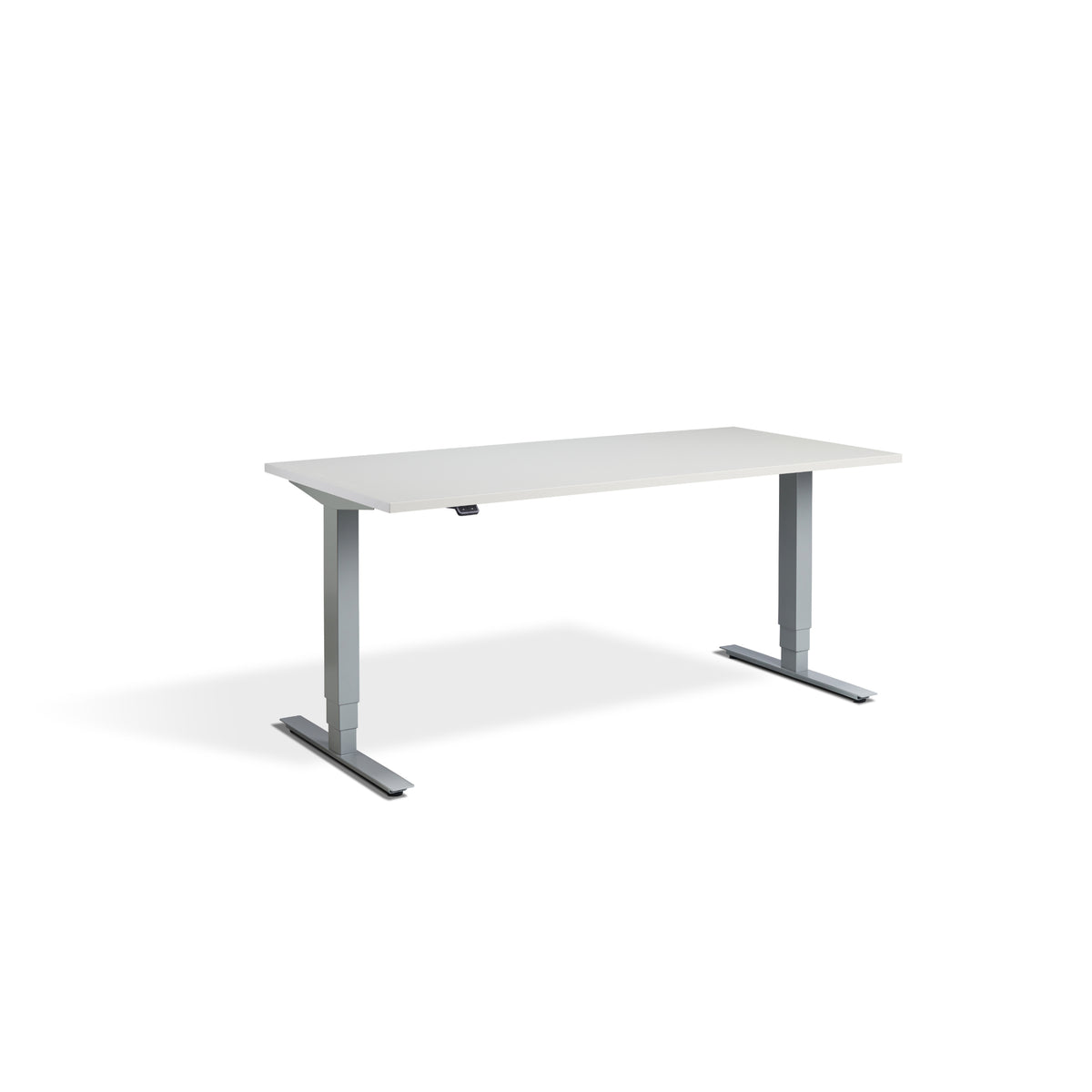 Quiet Motor Standing Desk with Silver Frame and Light Grey Desktop
