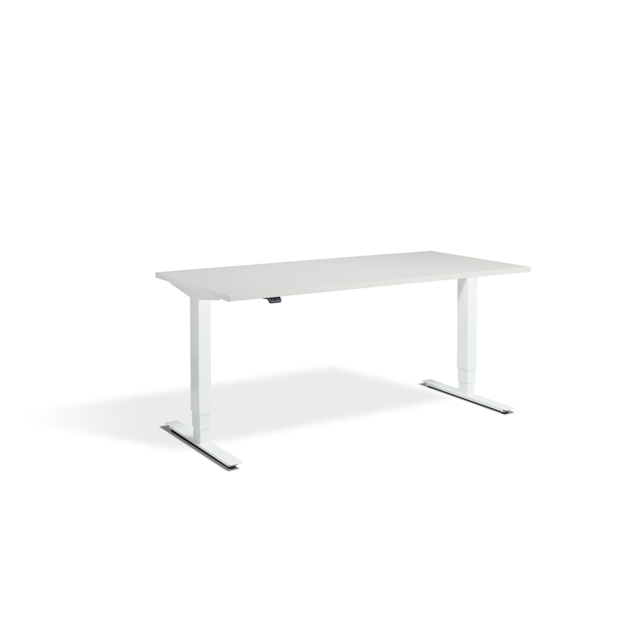 Quiet Motor Standing Desk with White Frame and Light Grey Desktop