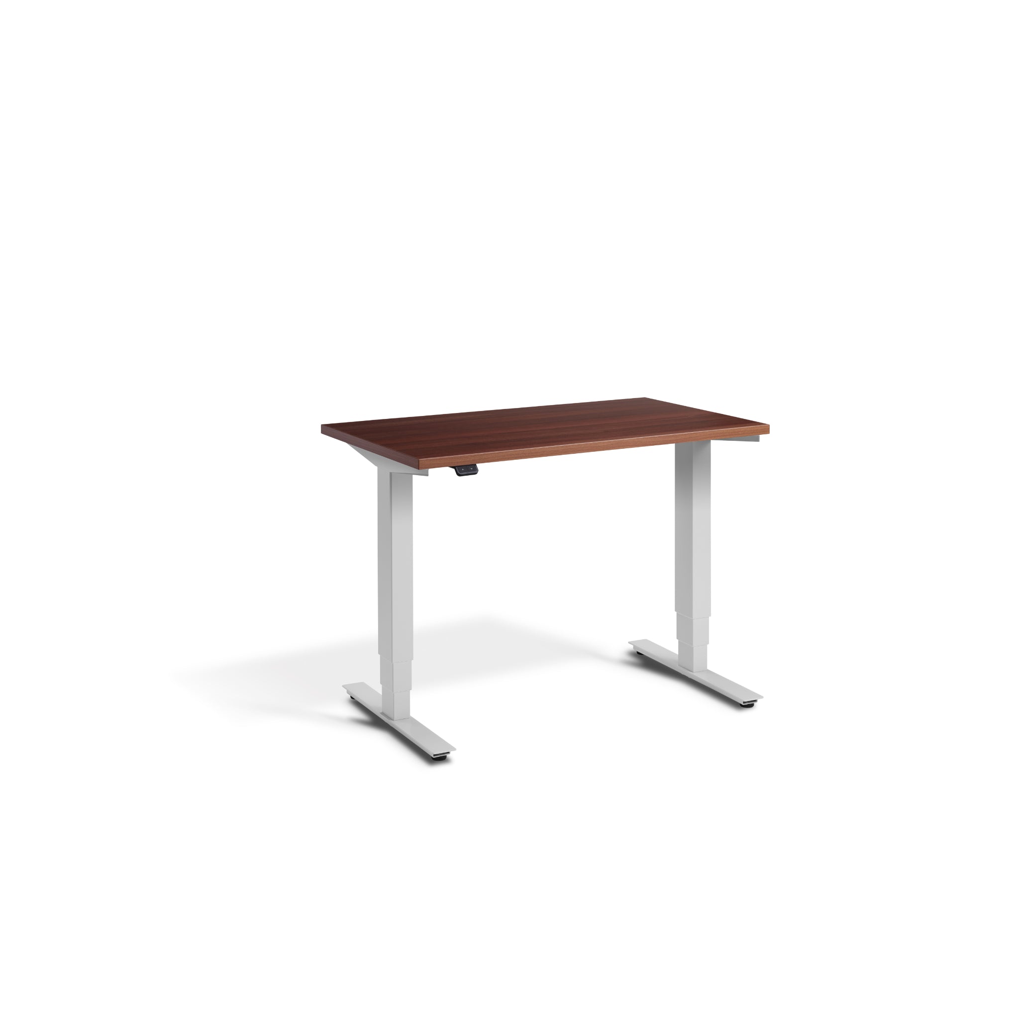 Quiet Compact Desk with Light Grey Frame and Natural Dijon Walnut Desktop
