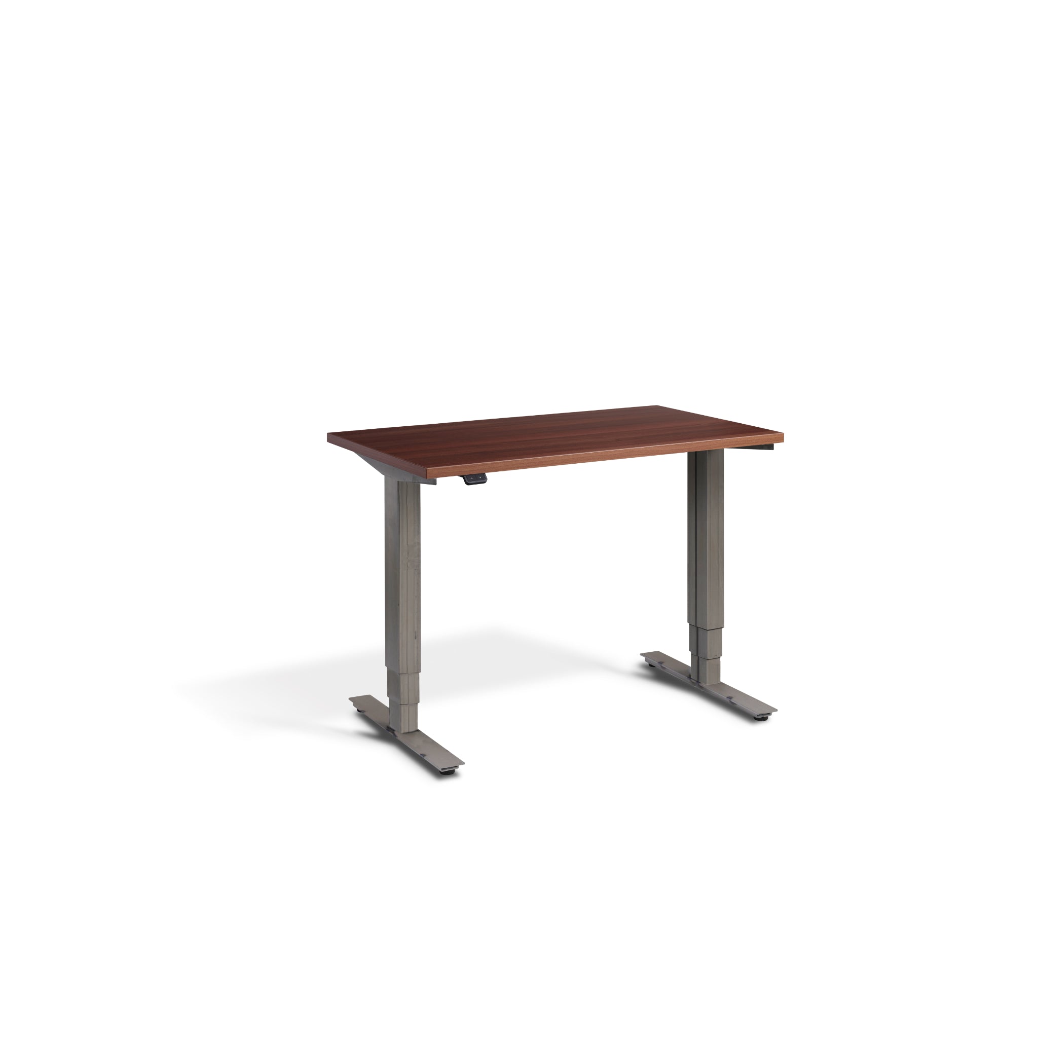 Quiet Compact Desk with Raw Steel Frame and Natural Dijon Walnut Desktop