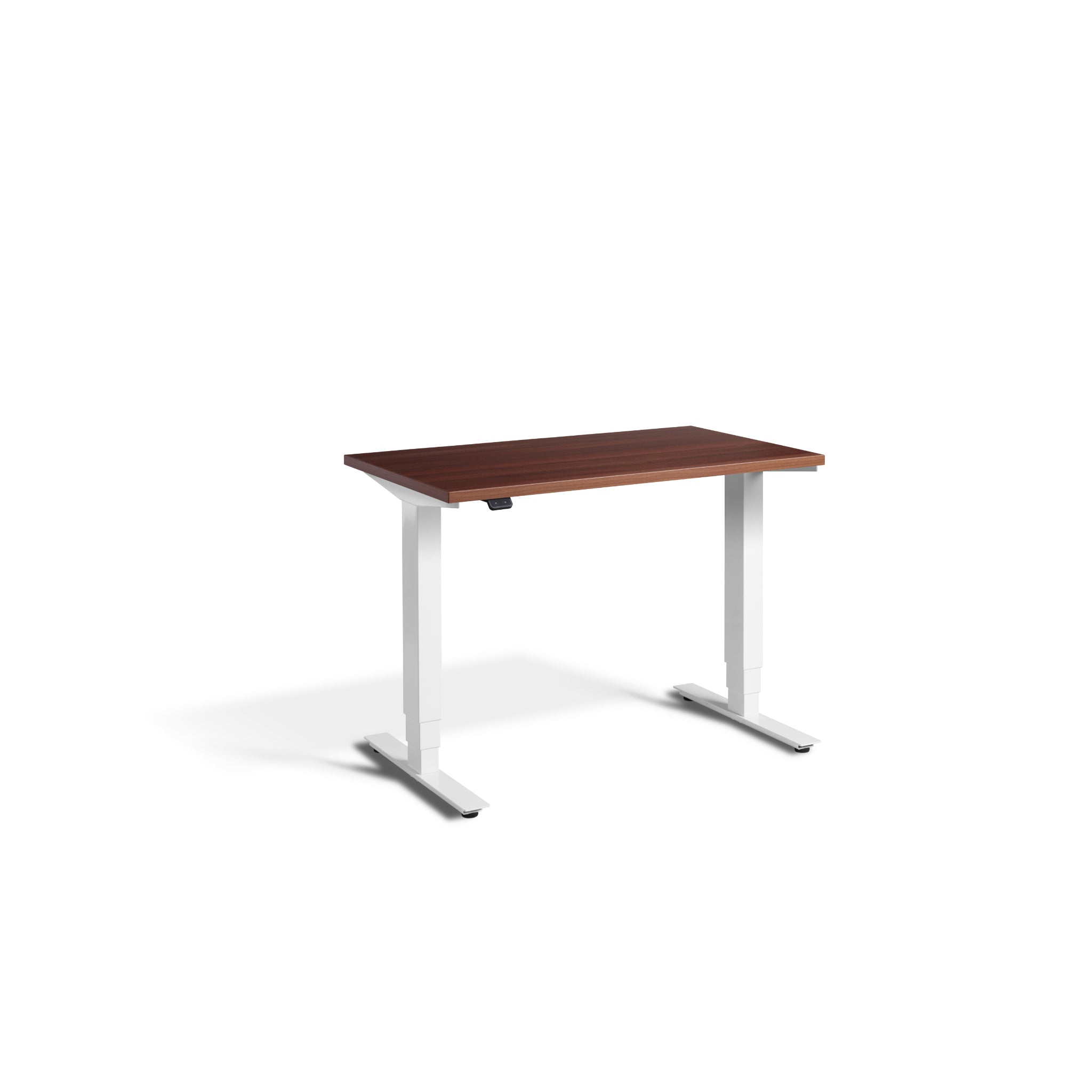 Quiet Compact Desk with White Frame and Natural Dijon Walnut Desktop
