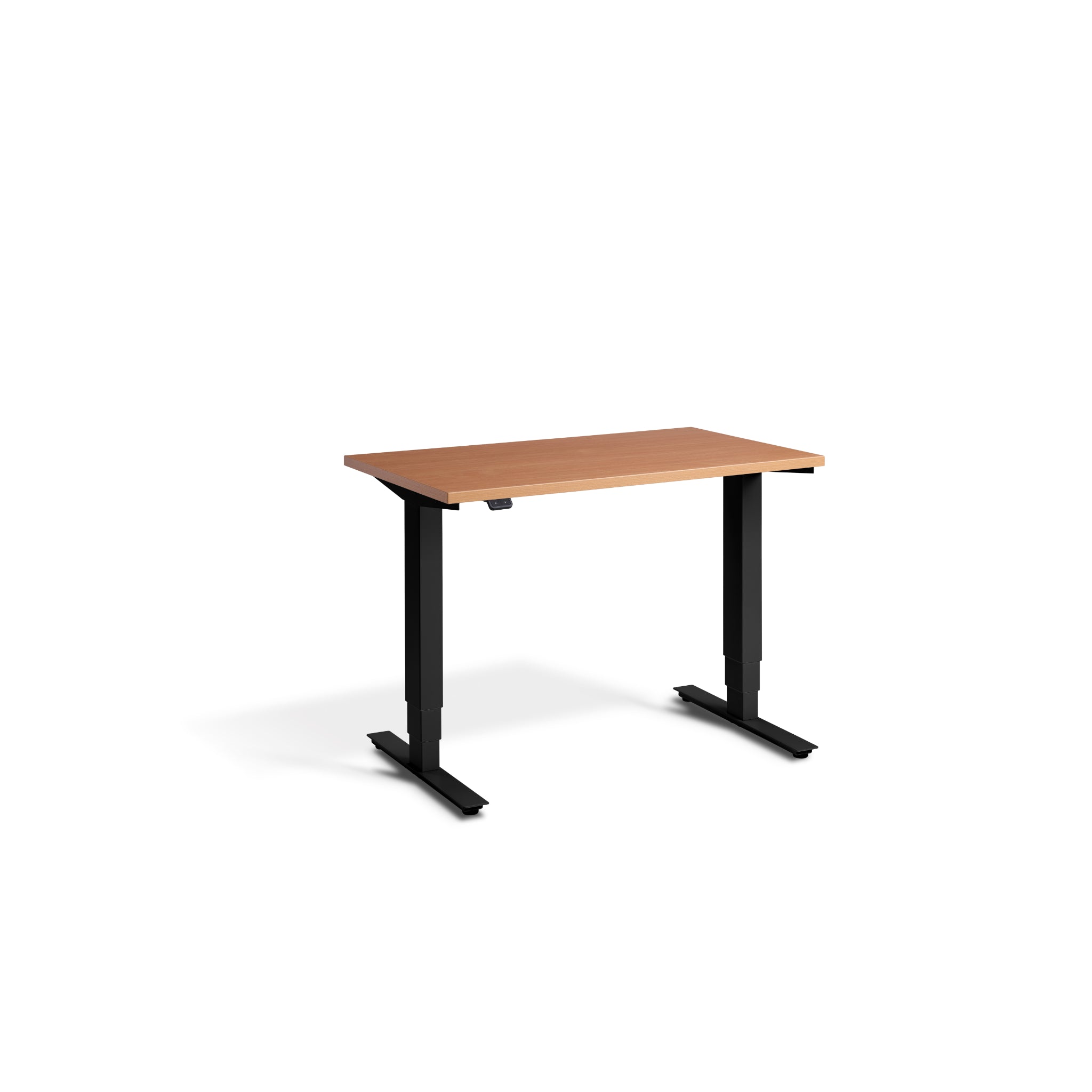 Quiet Compact Desk with Black Frame and Beech Desktop