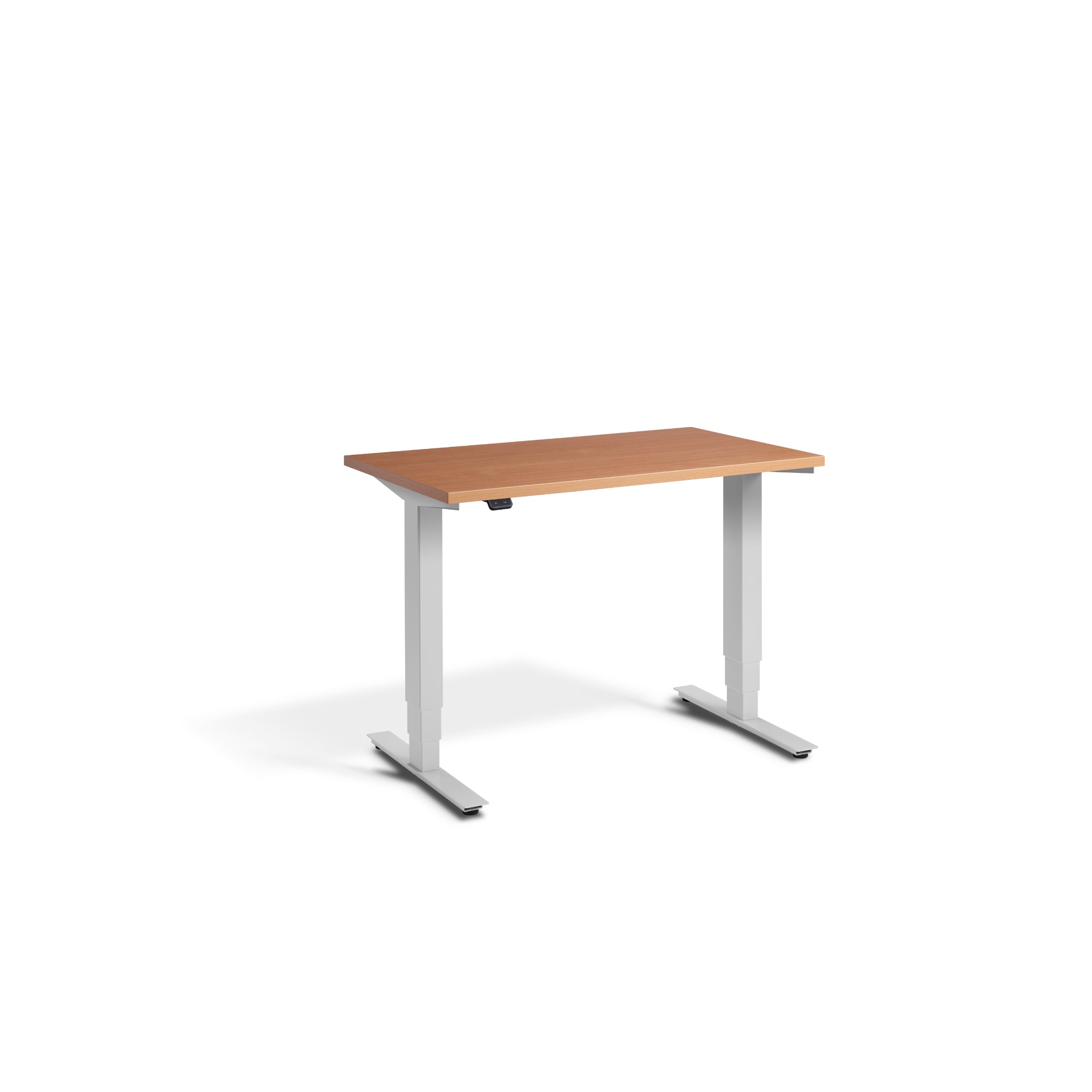 Quiet Compact Desk with Light Grey Frame and Beech Desktop