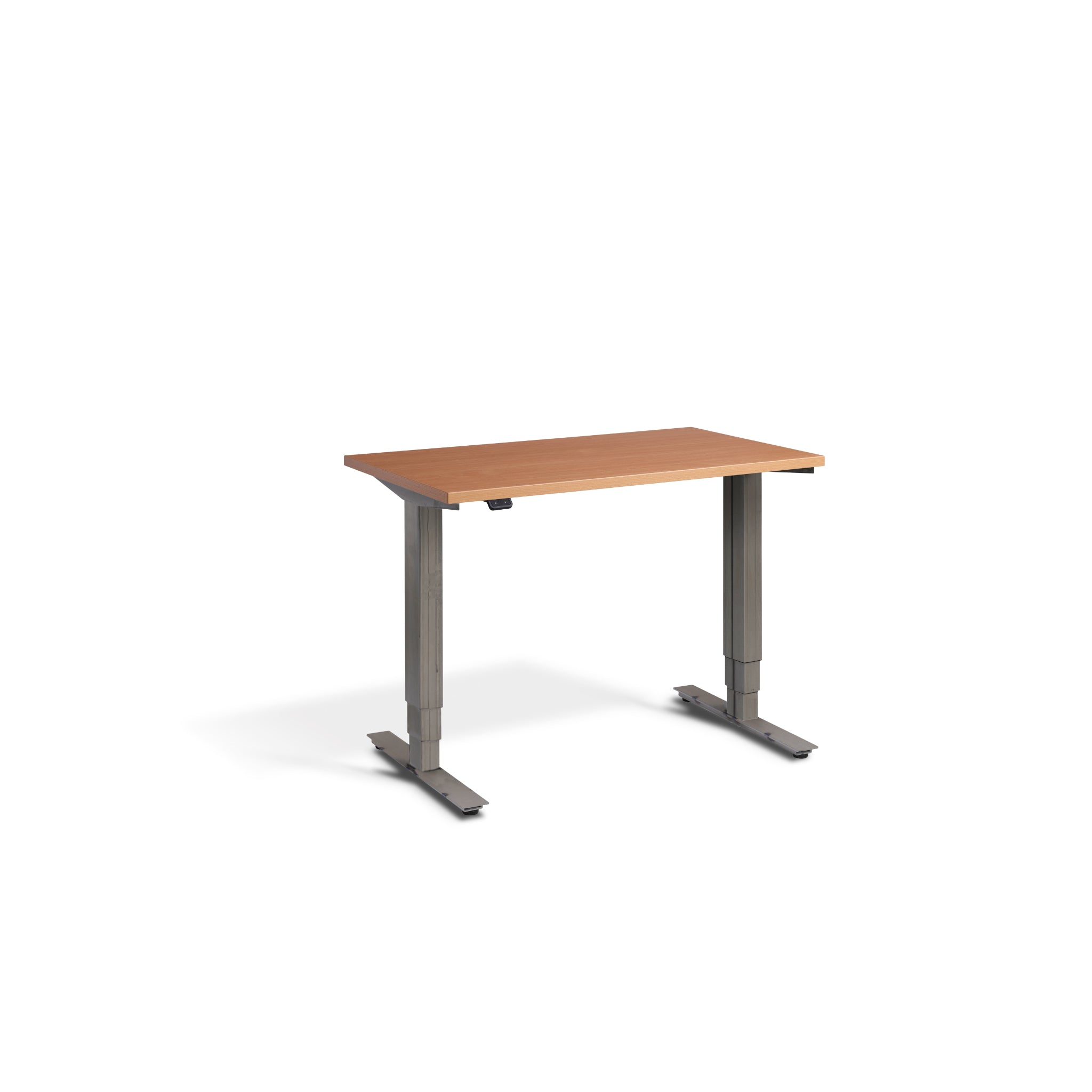 Quiet Compact Desk with Raw Steel Frame and Beech Desktop