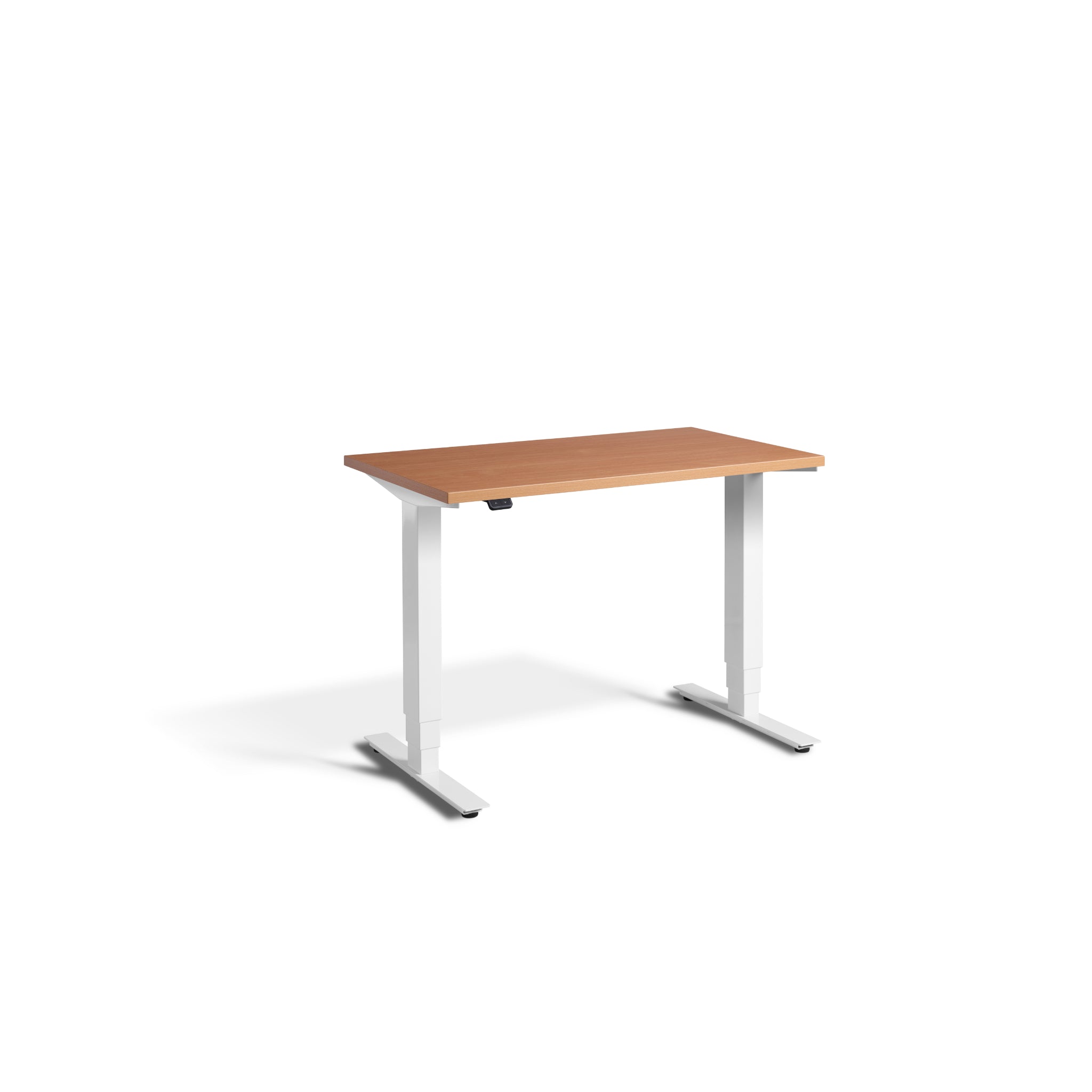 Quiet Compact Desk with White Frame and Beech Desktop