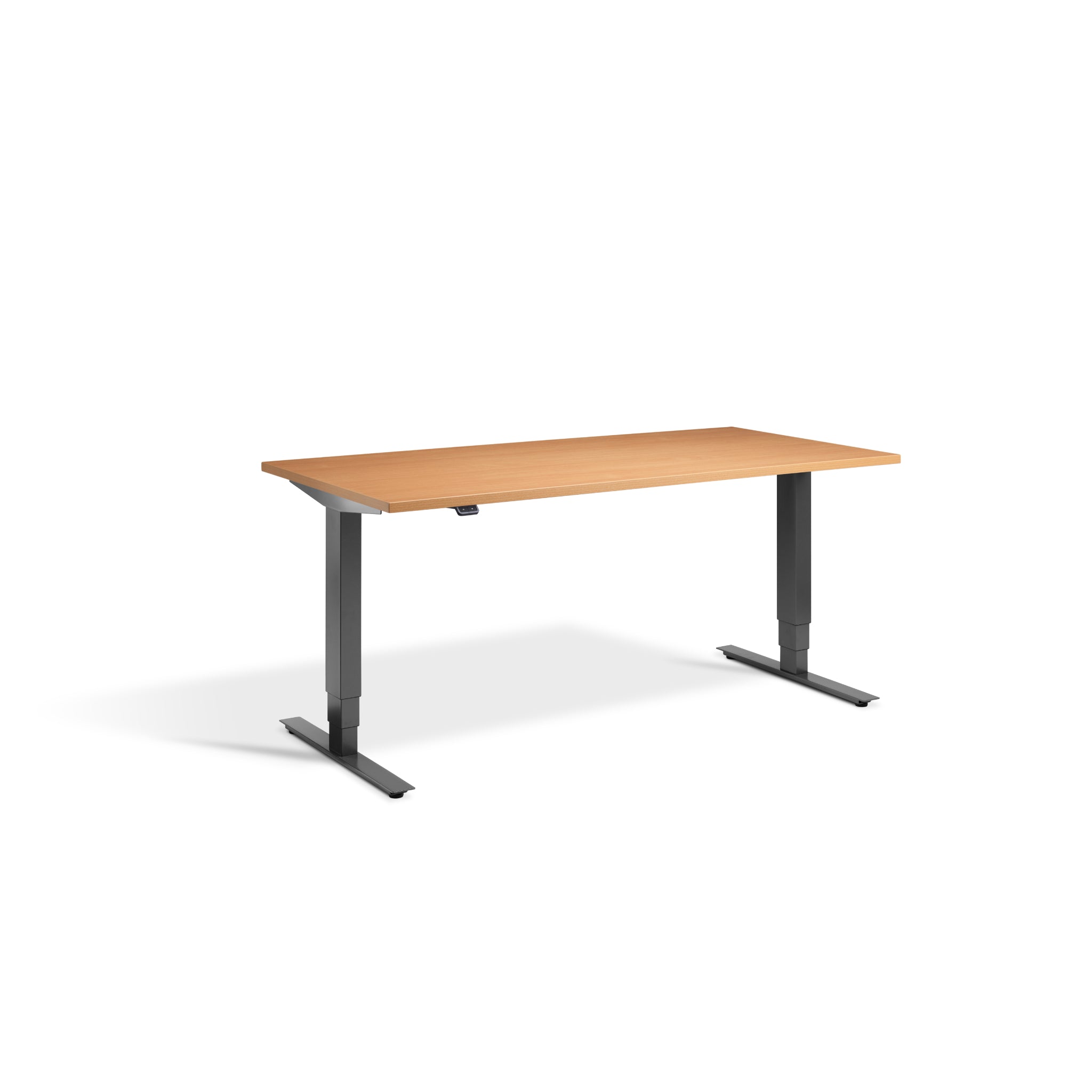 Quiet Motor Standing Desk with Dark Grey Frame and Beech Desktop