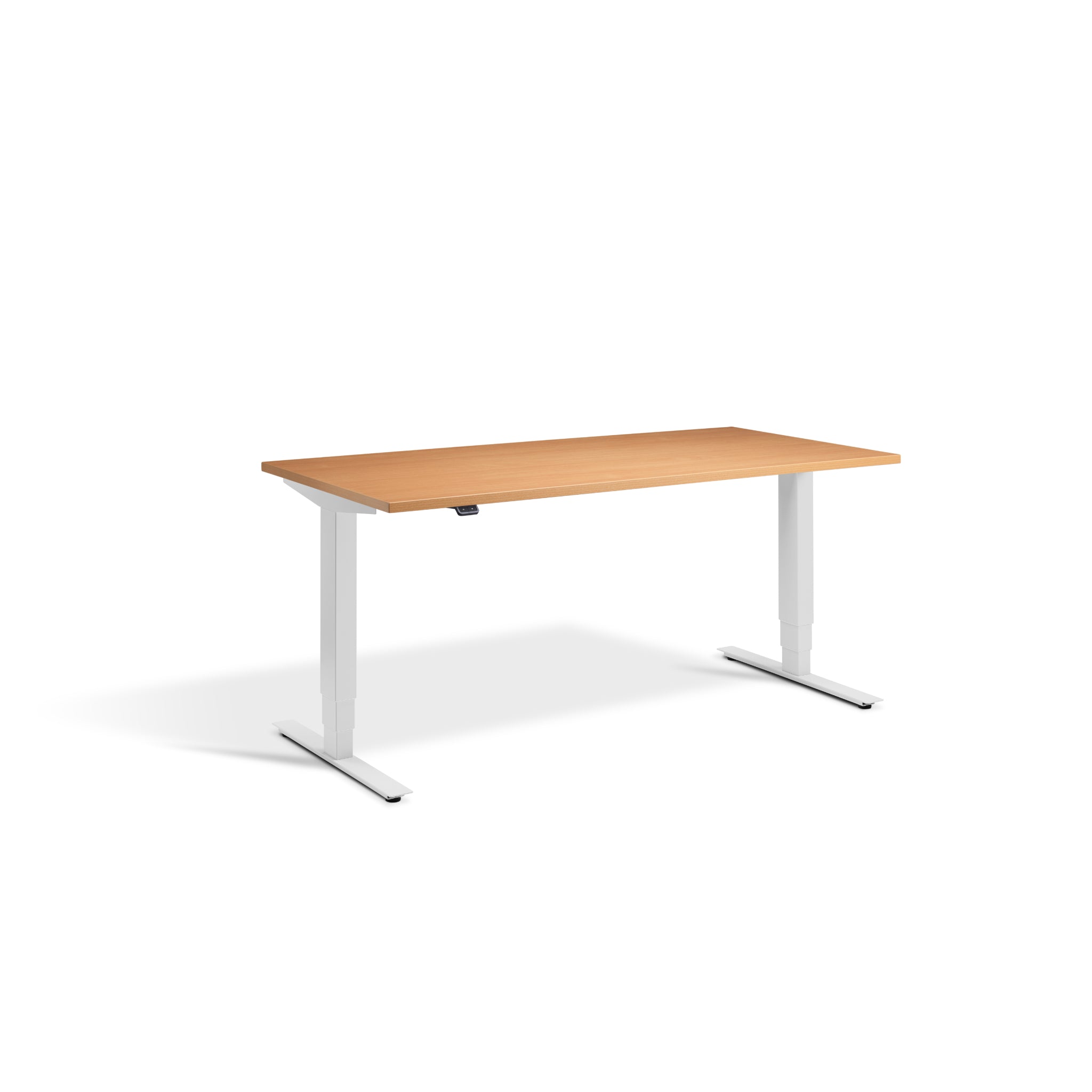 Quiet Motor Standing Desk with Light Grey Frame and Beech Desktop