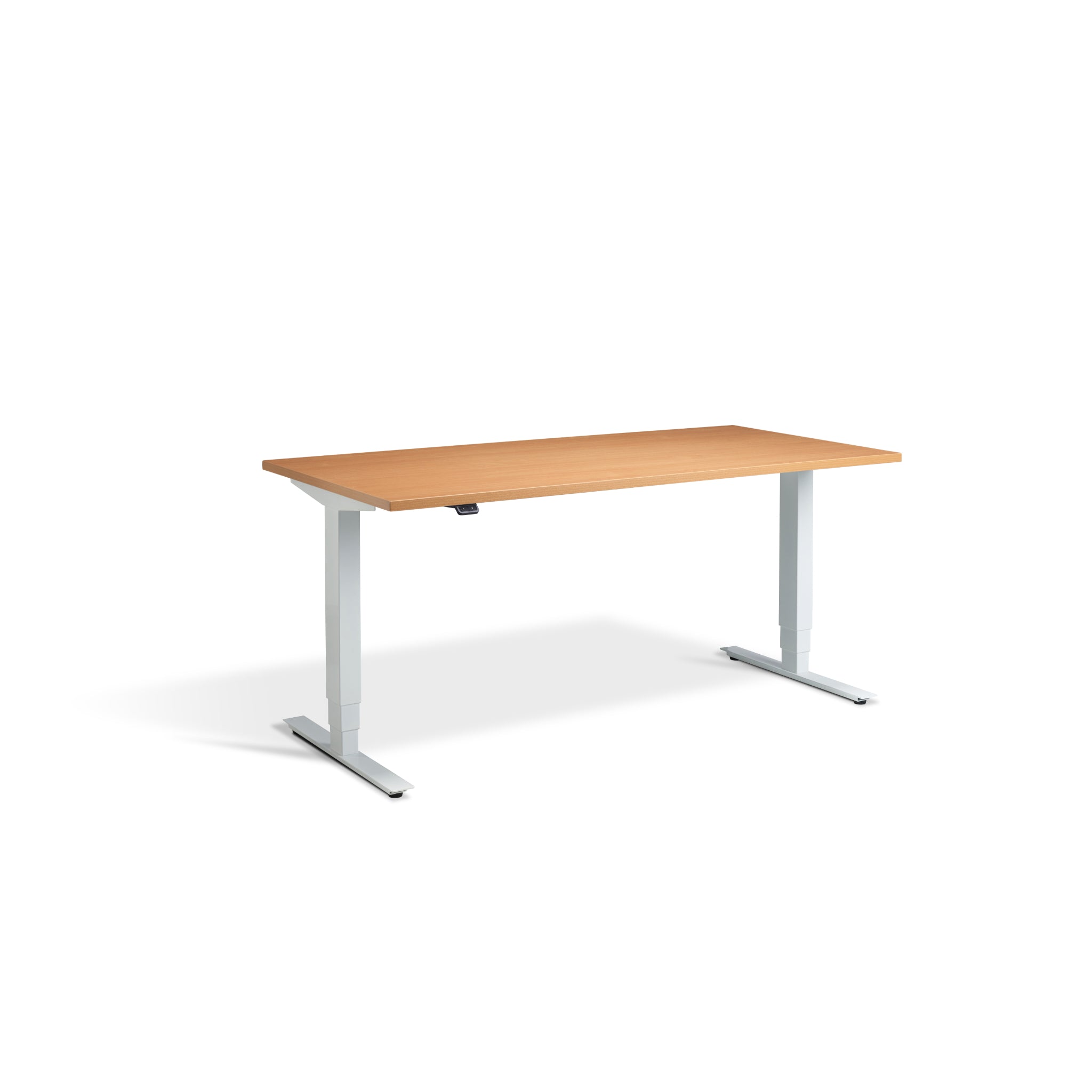 Quiet Motor Standing Desk with White Frame and Beech Desktop