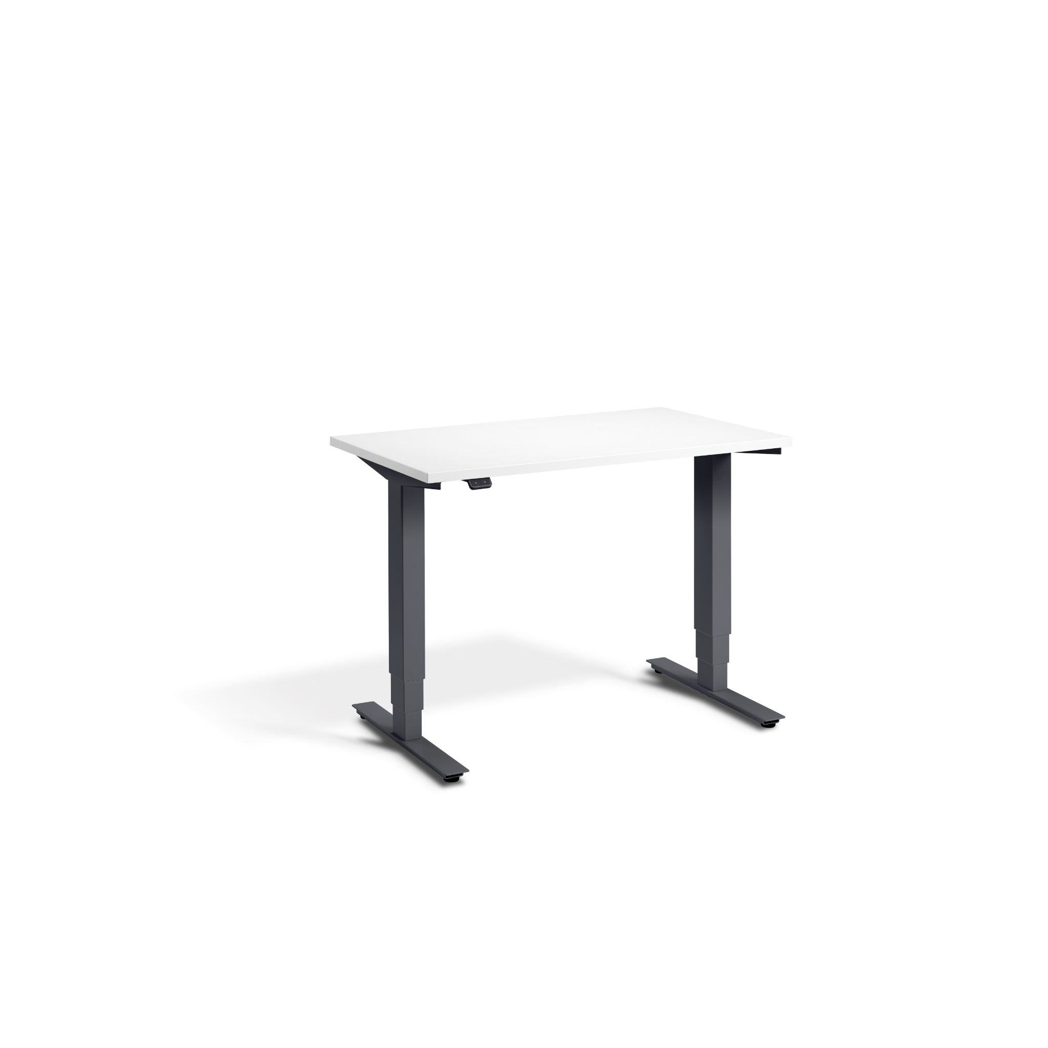 Quiet Compact Desk with Anthracite Frame and White Desktop