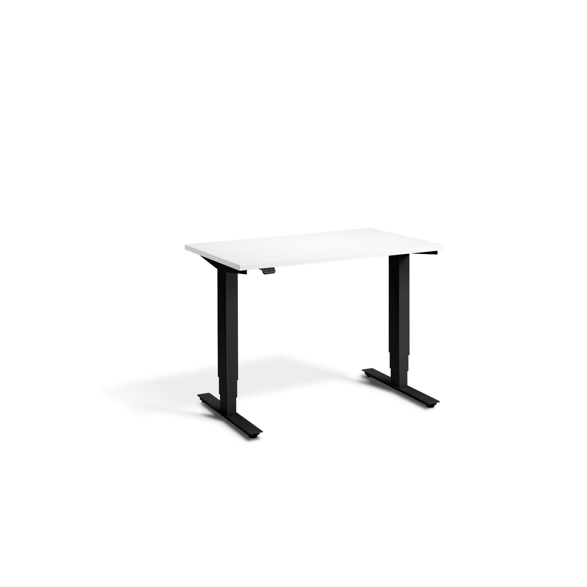 Quiet Compact Desk with Black Frame and White Desktop