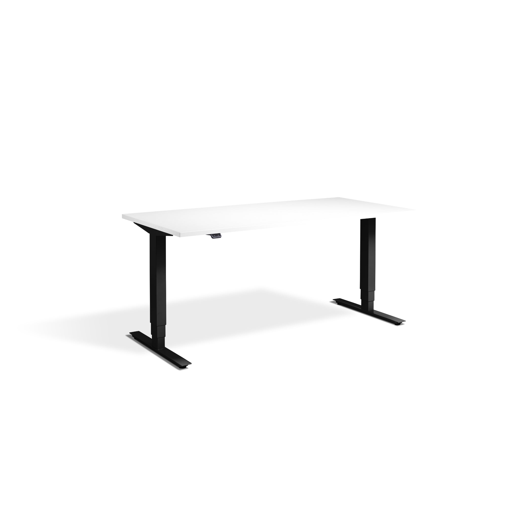 Quiet Motor Standing Desk with Black Frame and White Desktop