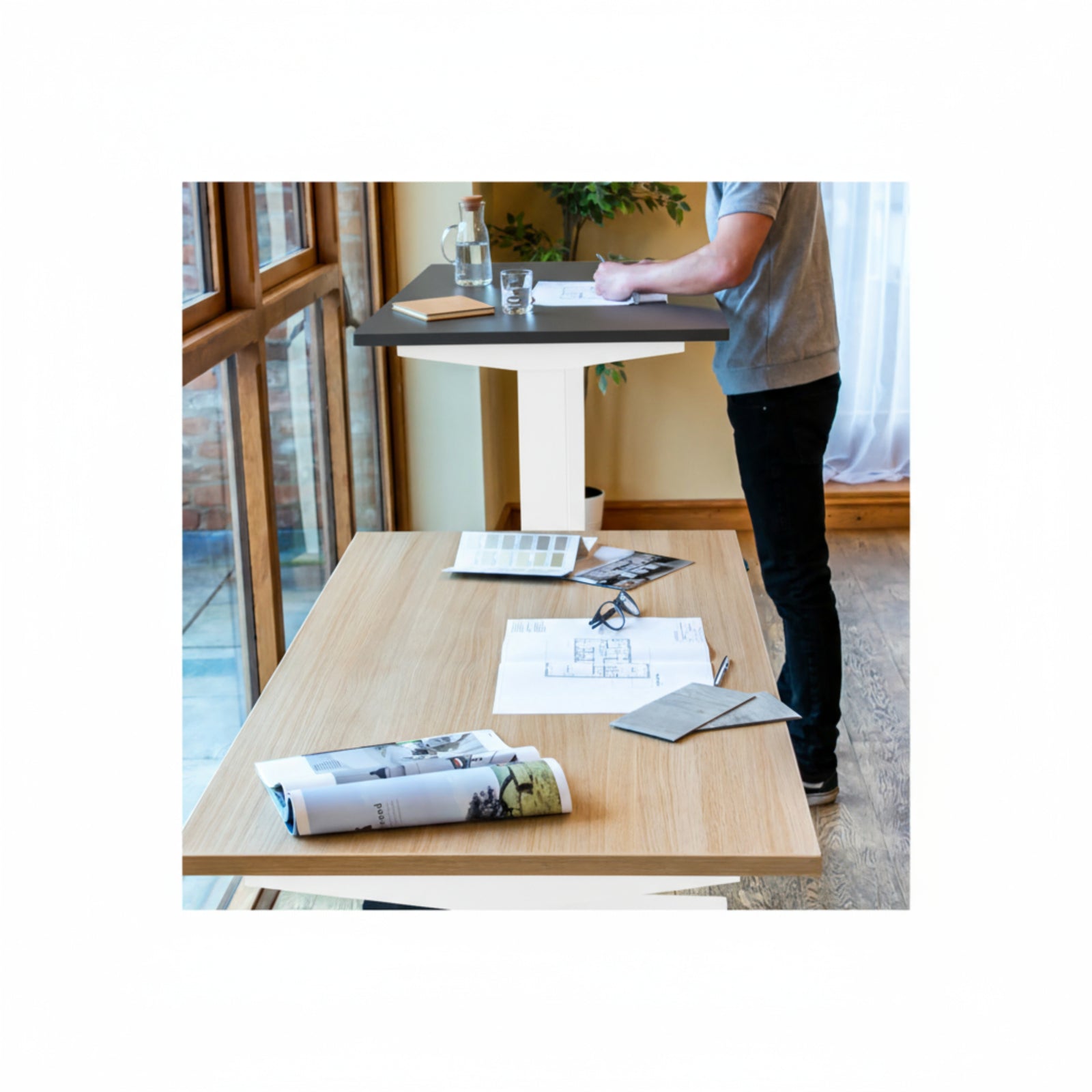 Lifestyle photo of Quiet Motor Standing Desk in urban home office