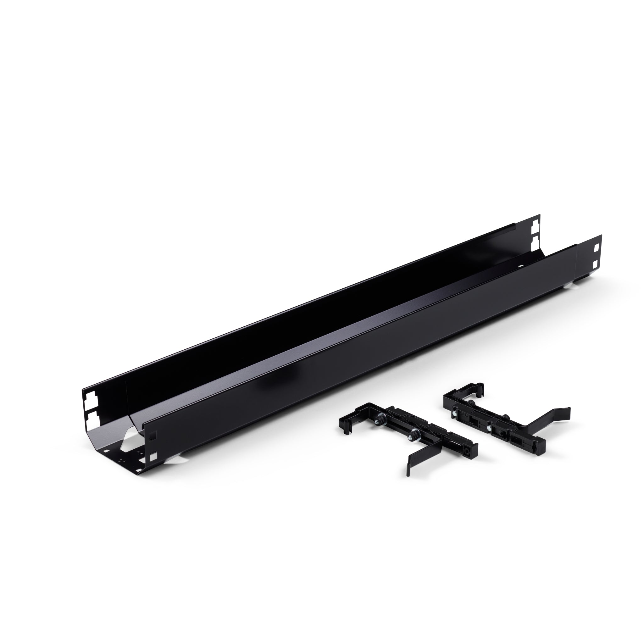 Cable Management Tray with Brackets in Black Finish